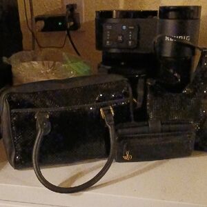 Whiting & Davis Black 3 pc Beaded Bag Set